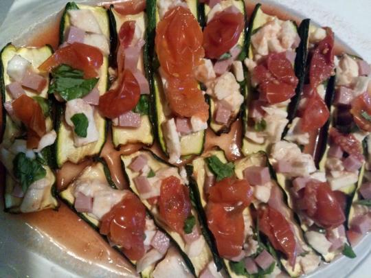 zucchine golose con mozzarella e prosciutto